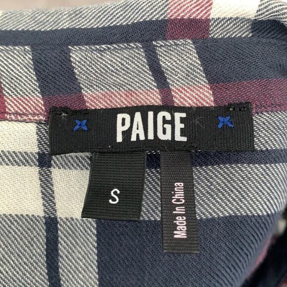 PAIGE Maya Plaid Button Down Flannel Shirt Sz S - Picture 5 of 8